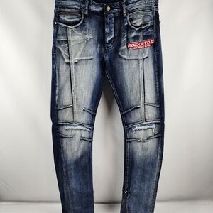 Rockstar Original Jeans Mens 36x33 RSM 286 TWN Blue Vintage Distressed Zip